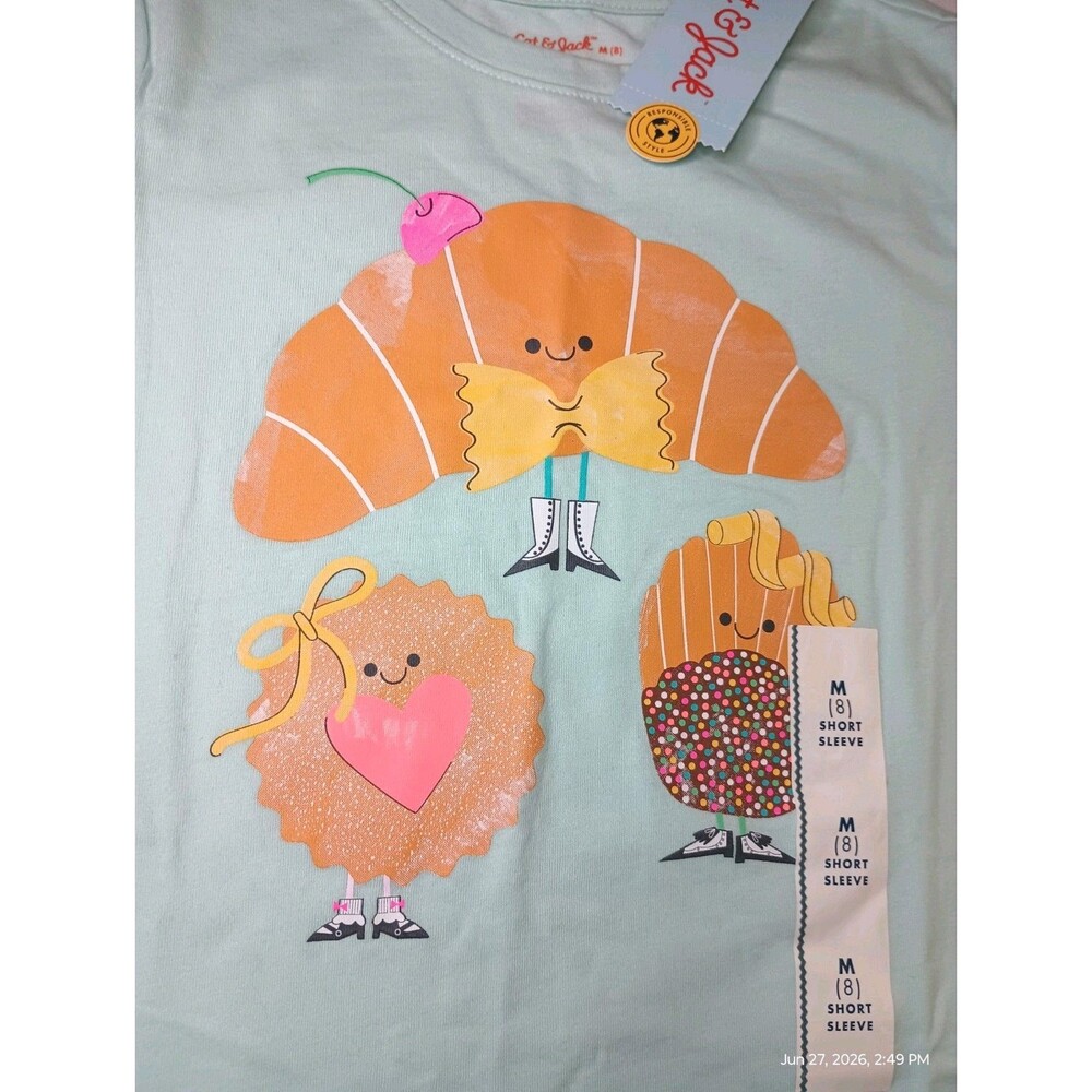 CAT & JACK Kids Food Graphic T-Shirt SIZE M (8) Light Blue-Crew. (P0040)